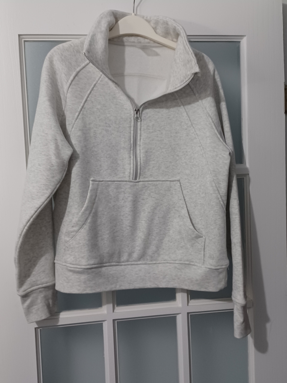 Danskin Light Heather Gray Half-Zip Cowl Pullover